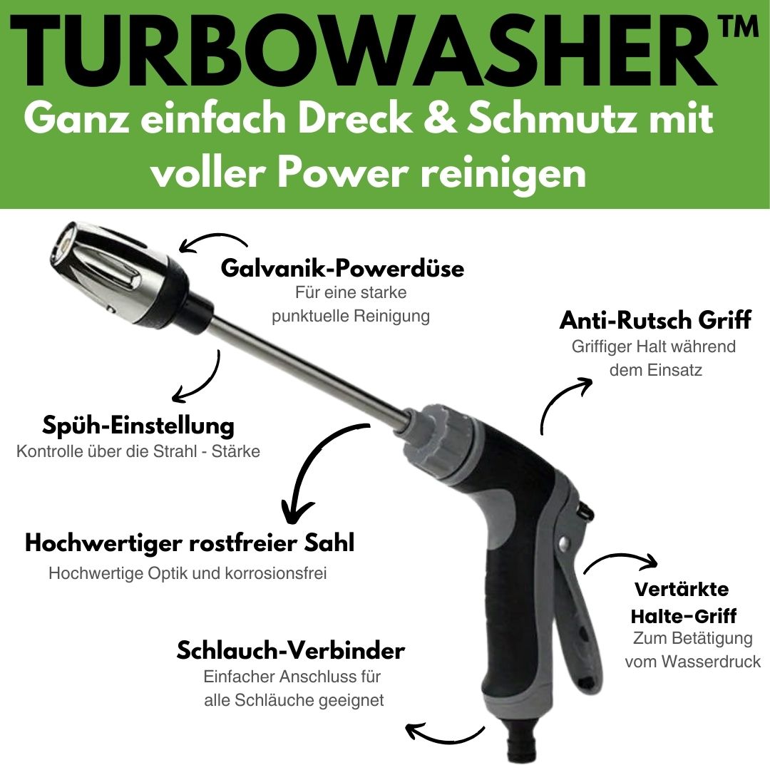 Turbowasher™ - Krachtige hogedrukreiniger voor elke tuinslang
