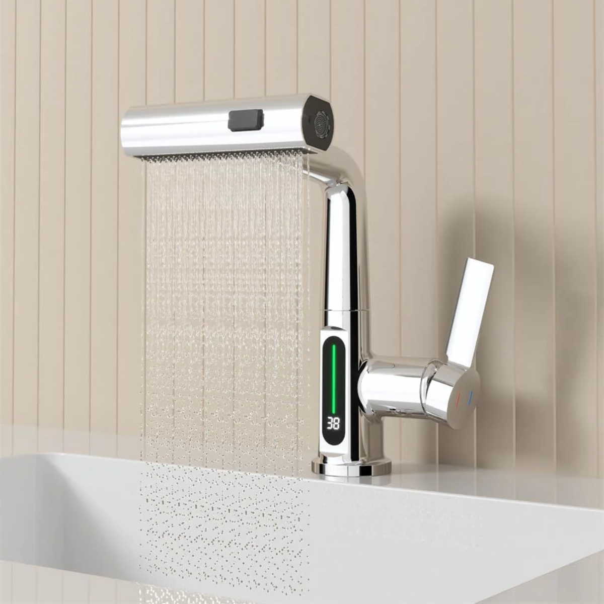 TerraFaucet™ 3 in 1 intelligenter digitaler Temperaturanzeige Wasserfall Küchenarmatur